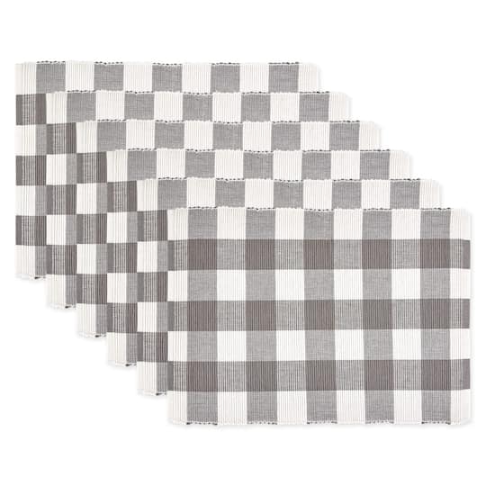 DII® Buffalo Check Ribbed Placemat, 6ct. in Gray/White | 13" x 19" | Michaels®